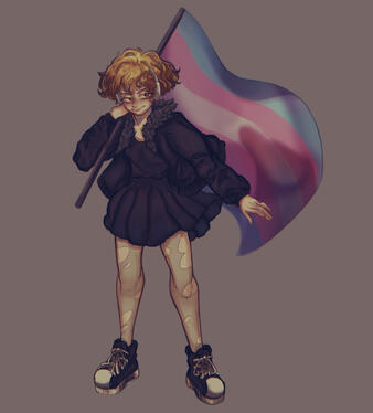 Character + abstract bg